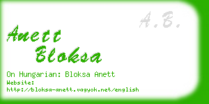 anett bloksa business card